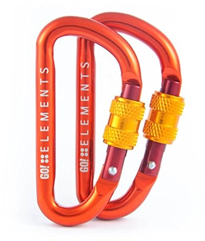 GO!elements Mini Karabiner Micro 6 mit Schraubverschluss im 2er Pack, Farbe:Pyro