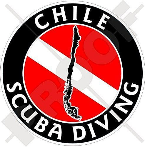 CHILE SCUBA DIVING Flagge Chilenische Kartenform 100mm Rundschreiben, Auto & Motorrad Aufkleber, Vinyl Sticker