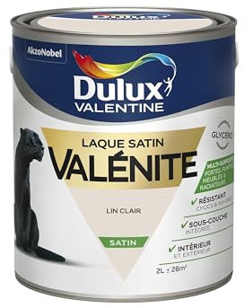 Dulux Valentine Peinture Laque Valénite Glycéro multisupport intérieur-extérieur – Grande résistance pour boiseries et ferronneries - aspect Satin Lin Clair 2L 5211467