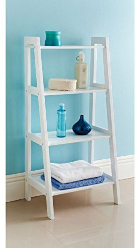 Amazing Large Style Maine Ladder Shelf 3 Tier Bathroom Storage Unit (White)