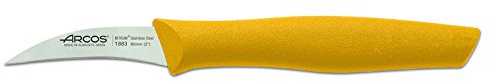 Arcos Serie Nova Caja 36 uds Cuchillo Mondador, Hoja de Acero Inoxidable de 60 mm, Mango de Polipropileno Color amarillo (36 UDS)