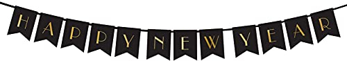 Banner Happy New Year, in Schwarz, 15 x 170 cm