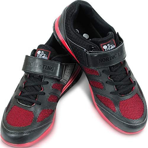 Nordic Lifting Venja Gewichtheberschuhe für Crossfit & Fitnessstudio - Beste Herren-Squat- & Cross-Training-Turnschuhe (Größe 44, Schwarz/Rot)