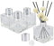 EMAGEREN 4 Stück Glasdiffusorflaschen kleine quadratische Glasdiffusorflaschen Set Ätherische Öl Duft Reed Halter Glas Diffusor Flaschen mit Kappen Duft-Zubehör Behälter für ätherische Öle (50ML)
