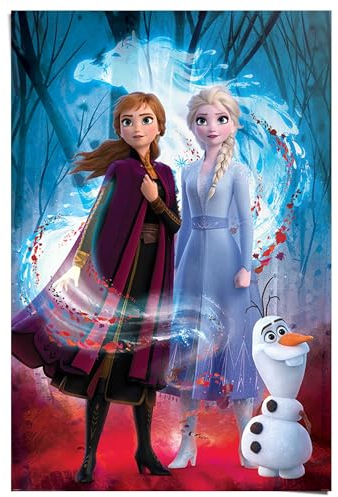 REINDERS Poster, Frozen 2, Kinderzimmer, Poster, Wanddeko, Room Decor, 150 gr. glänzend Bilderdruckpapier, Blau, 91,5x61cm