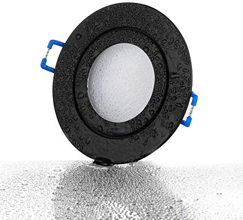 lambado® Premium LED Spots Flach für Badezimmer IP44 in Schwarz - Moderne Deckenstrahler/Einbaustrahler für Außen inkl. 230V 5W Strahler warmweiß dimmbar - Hell & Sparsam