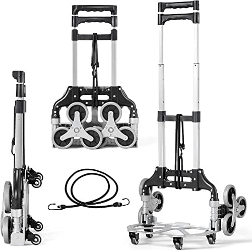 COSTWAY Sackkarre Transportkarre klappbar, Handkarre mit Teleskopgriff & Expanderseil, bis 80 kg belastbar, Dreifach höhenverstellbar, Treppensteiger Aluminium, Handwagen für Getränkekisten