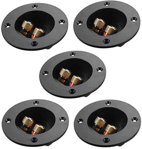 Garneck Subwoofer Box Terminal 5Pcs 2- Weg Lautsprecher Box Stecker Terminal Binding Post Runde Schraube Tasse Stecker Subwoofer Stecker (Schwarz) 2 Weg Lautsprecher Box Terminal