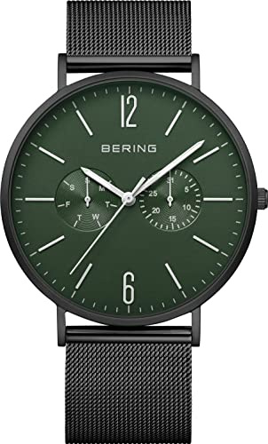 Bering Herren Uhr analog Quarz mit Milanaise-Armband 14240-128