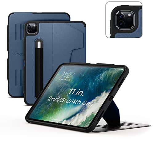 ZUGU iPad Pro 11 Hülle 2022/2021 / 2020/2018 4. / 3. / 2. / 1. Generation schlanke Schutzhülle 8 Winkel-Ständer magnetisch, Aufladen iPad Stiftes Auto Sleep/Wake Up [ iPadPro 11 Schieferblau ]