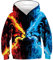 Goodstoworld 3D Kinder Pullover Halloween Hoodie Farbe Flamme Wolf Pullover Bedruckte Grafik Sweatshirt Langarm mit Taschen Sweatwear Unisex Junge Mädchen 9-11 Jahre