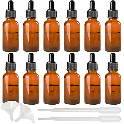 JLNGTHONG YLX 12 botellas de vidrio con cuentagotas Botellas de vidrio Botellas de aceite esencial con cuentagotas 30 ml (marrón)