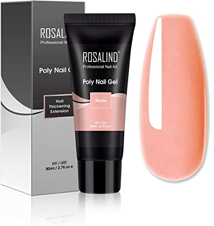 ROκουALIND Nackt Poly Nail Extension Gel - 80ml Nude Poly Nägel Gel, Quick Extension Building Acrylic Nagelgel für Anfänger und Profis, Salon und Hause DIY