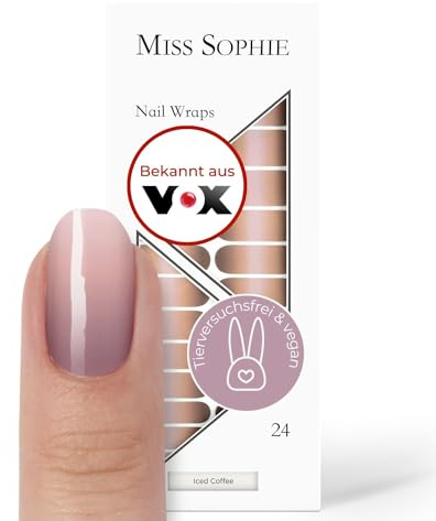 Miss Sophie Nagelfolie - Iced Coffee - Farbverlauf, Nudetöne, Nail Wraps - 24 ultra-dünne selbstklebende langanhaltende Nagelfolien