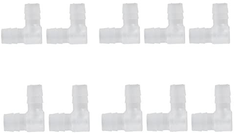 Hilitand 10 Stück 90-Grad-Winkel-Schlauchtülle aus Kunststoff mit Gleicher Widerhakenverbindung, L-förmiger Schlauchanschluss für Aquarium, Luft, Wasser, Heizöl, Inertgas (10mm)