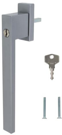 Design Aluminium Terrassentürgriff Dublin PSK abschließbar - pulverbeschichtet, Farbe:Silber F1, Stiftlänge:35mm
