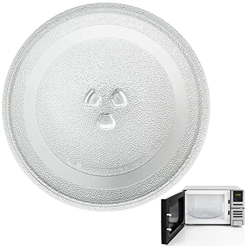 Aheagou Plato giratorio de cristal para microondas, 24,5 cm, plato giratorio para microondas con 3 fijadores, placa de cristal redonda para microondas