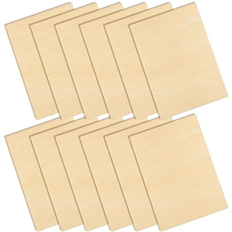 YOUNTHYE 10PCS Natural Plywood Sheets 3mm, 420×300mm Unfinished Basswood Sheet, Rectangle Wood Sheets for Crafts, Painting, Laser Projects, Wood Engraving