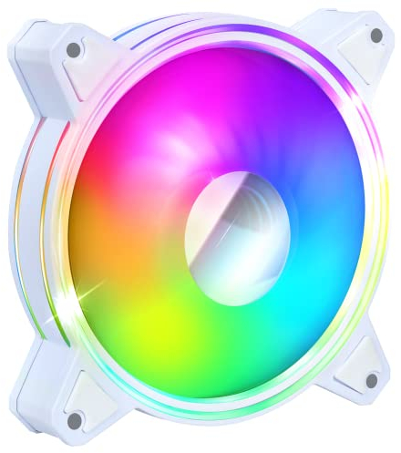 EMPIRE GAMING - Ventilador de Caja Mirror PC Gamer 120 mm - Flujo de aire elevado - RGB Direccionable LED PWM 3 Pines 5 V - Dual Loop – Silencioso – Refrigeración 12 CM - Blanco