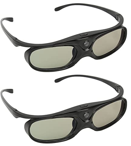 Bewinner DLP Link 3D-Brille, 2er-Pack, Klare HD 3D Active Wiederaufladbare Shutter-Brille für Alle 3D-DLP-Projektoren, DLP 3D-Brille Unterstützt Links-Rechts-Augenrotation, Kann Nicht für