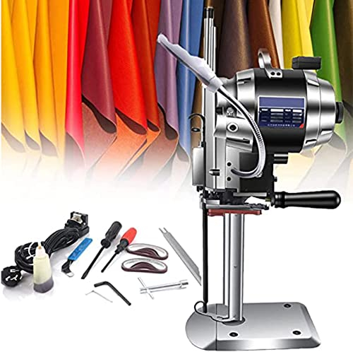 Cortadora de Tela eléctrica Tijeras Máquina cortadora de Cuero Vertical con luz de Trabajo LED y Afilado automático de Cuchillos Ideal para Textiles, Cuero, Corte de Papel, 110V-15