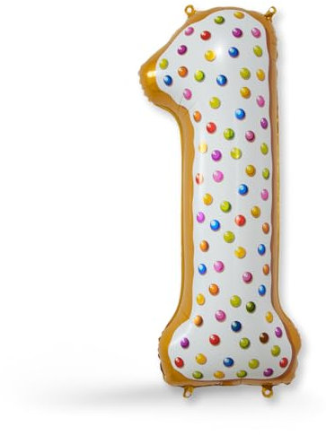 FUNXGO® Folienballon Zahl 1 dount - Riesen-Ballonzahl - Verstärktes Material- fliegt mit Helium - 1 Geburtstag Luftballon - Deko zum Geburtstage, Party, Hochzeiten - Ballon 1 dount