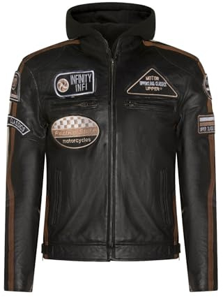 Infinity Leather Herren Motorradjacke aus Echtem Rennen Nappaleder