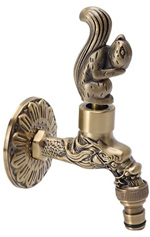 Xcello Robinet d'eau en Cuivre Bronze avec Poignée en Forme d'animal, Filetage Femelle G1/2 pour Salle De Bain, évier Et Lavabo(Squirrel-Bronze)