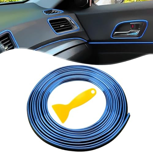Car Trim Interior Strips 10M Auto Innenraum Formen Zierleiste, 3D DIY Linie Aufkleber Film Auto Außen Dekoration Formen Zierleiste Streifen Linie für Auto U-förmiger Autoklappen-Türkantenschutz-Blau