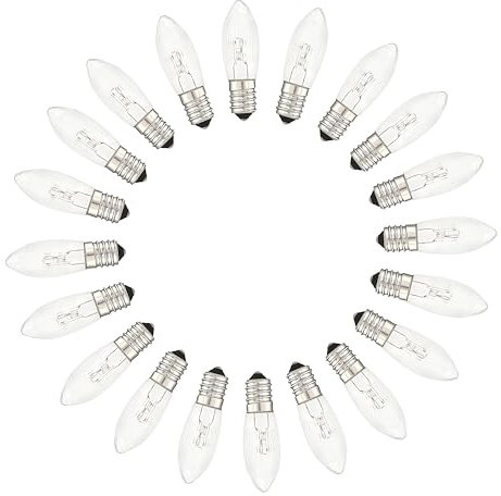 MeetUs 20 Stück Spitzkerze E10 3W 2700K Ersatzbirnen Glühbirnen Topkerze für Lichterkette und Schwippbögen,Warmweiss (55V)