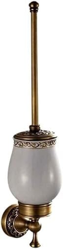 YUNYHAO Toilet Brush And Toilet Brush Holder, Brushed Antique Brass Engraved Wall Mounted Toilet Brush Holder Bathroom Hardware Toilet Brush Holder