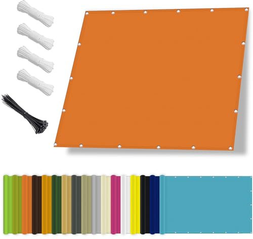 Sonnensegel wasserdicht 1x2M,Sonnenschutz- und Wetterschutz-Markise, UV-Schutz Schattiernetz mit Ösen und Kordel für Garten und Terrasse-Orange