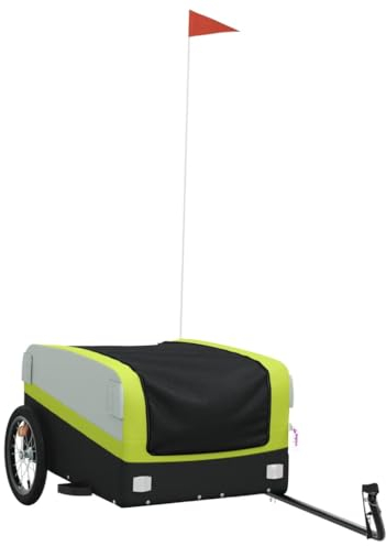 vidaXL Remorque de vélo Noir et Vert 45 kg Fer