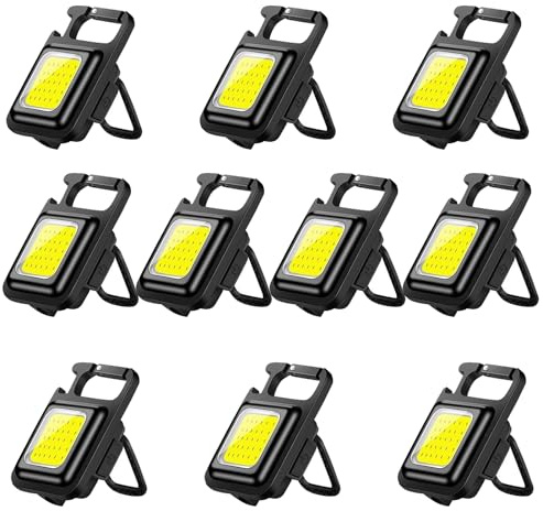 MODOAO Wiederaufladbare LED-Schlüsselanhänger-Taschenlampe, COB-Schlüsselanhänger-Arbeitsleuchte mit hoher Helligkeit, kompaktes LED-Stroboskoplicht für Camping, Outdoor, Arbeitsleuchten (10)