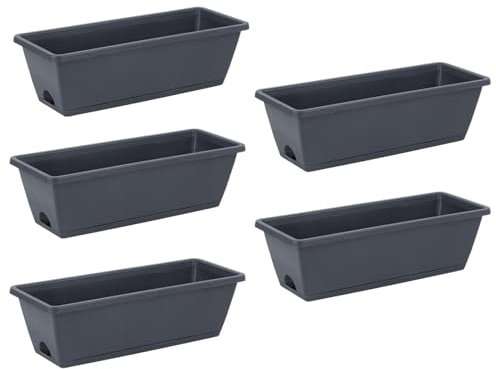 Uozonit Jardineras para ventanas, jardineras para ventanas, 5 unidades, macetas rectangulares, jardineras rectangulares, macetas largas con agujeros de drenaje, macetas para interiores y exteriores