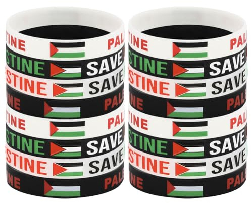 YANGSHINE Free Palästina Armband Save Gaza Silikon Palästina Flagge Armband Unisex Mode Manschette Palästina Flagge Armband, 20.2x1.2x0.2cm, Silikon, Kein Edelstein,16 Stück