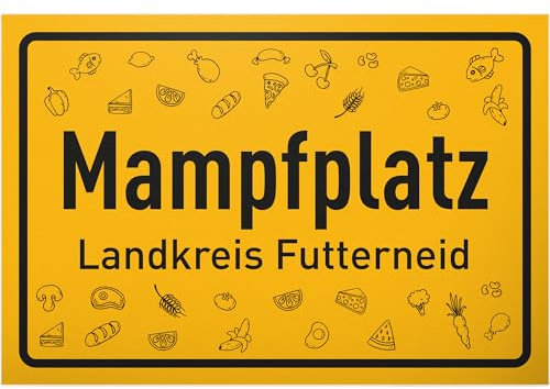 DankeDir! Mampfplatz - Schild 30 x 20 cm - Spruchschild Esszimmer Esstisch Geburtstagsgeschenk Türschild lustiger Spruch - Geschenk Party Partydeko Deko Büro Geschenkidee Kollegen Freunde Essbereich