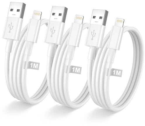 Cable iPhone 1M 3Pack, Certificado MFi Cable Cargador iPhone Cable Lightning USB Cable iPhone Carga Rápida Cable USB Lightning Cable A-pple Original para iPhone 14 Pro Max 13 12 Mini 11 XR 8 7 6 iPad