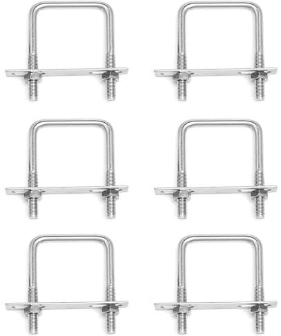 Bebochoi 6 Pièces Acier Inoxydable Boulons En U M6 x 65 mm x 80 mm Boulon Carré en U Avec Écrous et Plaque De Cadre Boulons de Serrage Fixation pour Fixation Tuyaus