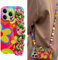 Flower with Lanyard Neck Strap Silicone Phone Case for Iphone 15, 14, 13, 12 Series, Crossbody Case with Lanyard and Wristband Kickstand (for iphone 12,Woven wristband)