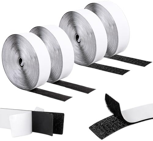 Scratch Autocollant Double Face 10M x 20mm, Bande Scratch Adhésive Puissant. Nastro autoadesivo a strappo e gancio Nastro biadesivo per interni ed esterni - biadesivo - Nero