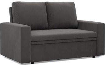 Mebligo - NEO Kollektion Sofa 2 Sitzer Mit Schlaffunktion Und Bettkasten, 148 x 90 x 87 cm, Kleines Schlafsofa Für Wohnzimmer, Grau