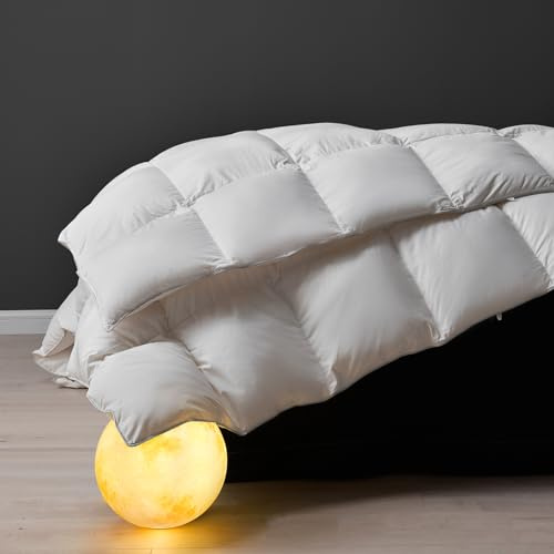 DWR Ganzjahres Daunendecke 155x220cm, 90% Daunen 10% Federn, Medium Warm | 1125g Füllgewicht, Daune Bettdecke für 4 Jahreszeiten, Super weich & Geräuschlos, Oeko-TEX, Downpass, 60 °C Waschbare