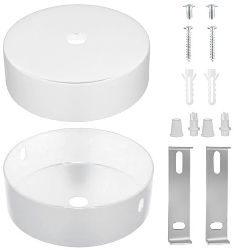 URHRHU Baldachin Metall Weiß 100 X 24mm Baldachin Lampe Deckenleuchte Anschluss Metall Anschlussdose Baldachin Rosette für Lampen Geeignet
