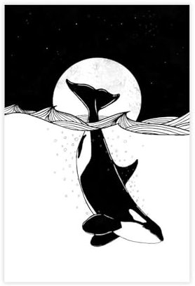 FISH DRAGATE Orca 5 Leinwand-Poster, Wandkunst, Dekordruck, Gemälde für Wohnzimmer, Schlafzimmer, Dekoration, ungerahmt, 30 x 45 cm