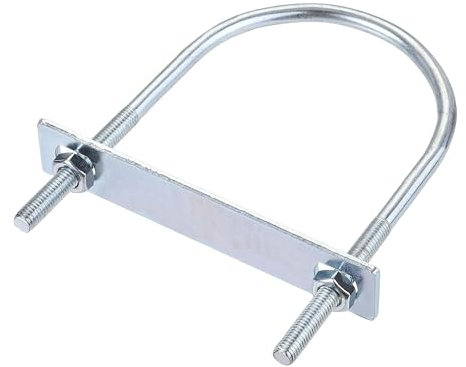 MACHSWON Perno redondo en U, 1 juego de pernos en U M8 de aleación de acero chapado en zinc, 90 mm, ancho interior de 150 mm de longitud con tuercas y placa de marco para automóviles, barcos,
