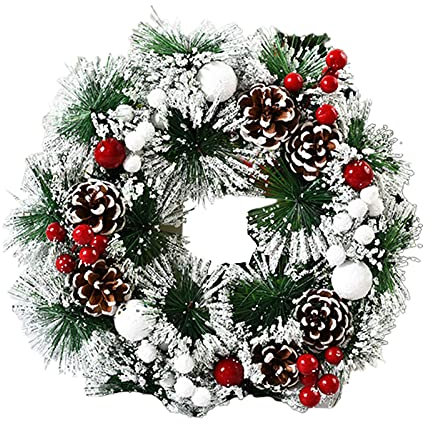 VALINK Couronne de Noël 32 cm Décorations pour porte d'entrée, couronnes artificielles pour porte, fenêtre, mur, escaliers Décor D