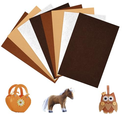 Deepton Bastelfilz 2mm, Filz zum Basteln, 20 x 30cm Filzstoff, 4 Farben Vliesstoff Stoff Filzplatten für DIY Handwerk Nähen Manual Decoration (Braun Serie)