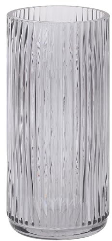 KAYLETIN Schwarz Glasvase für Blumen, gerippte Glasvasen, Schwarz Blumenvase, hohe vase für Wohnzimmer, Esstisch, Hochzeit, Bücherregal, Büro, 20 cm