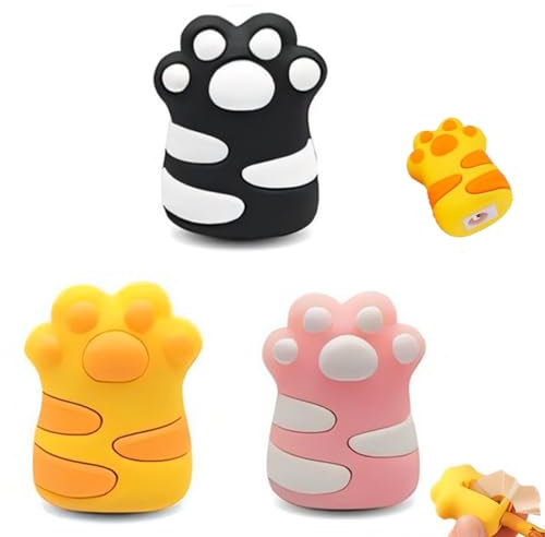 XURJUMI 3 Stück Niedlich Bleistiftspitzer Cartoon Katze Klaue Bleistiftspitzer Manuelle Pfote Bleistiftspitzer Handheld Schreiben Korrektur Liefert Wiederverwendbare Spaß Schreibwaren Für Büro